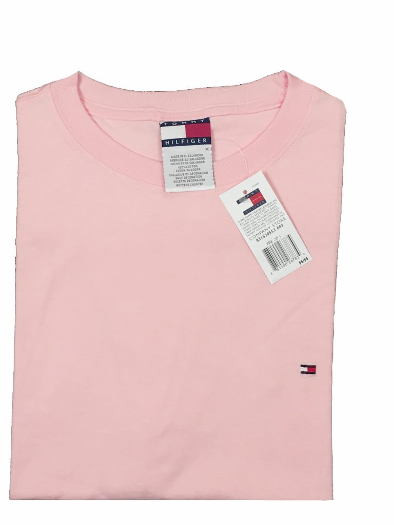 New Lot Of 2 Vintage Tommy Hilfiger T Shirts! L Tan & Pink Tommy Flag On Chest